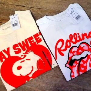 Art Class Red and White Peanuts & Rolling Stones Graphic Tees Short Sleeve 💕